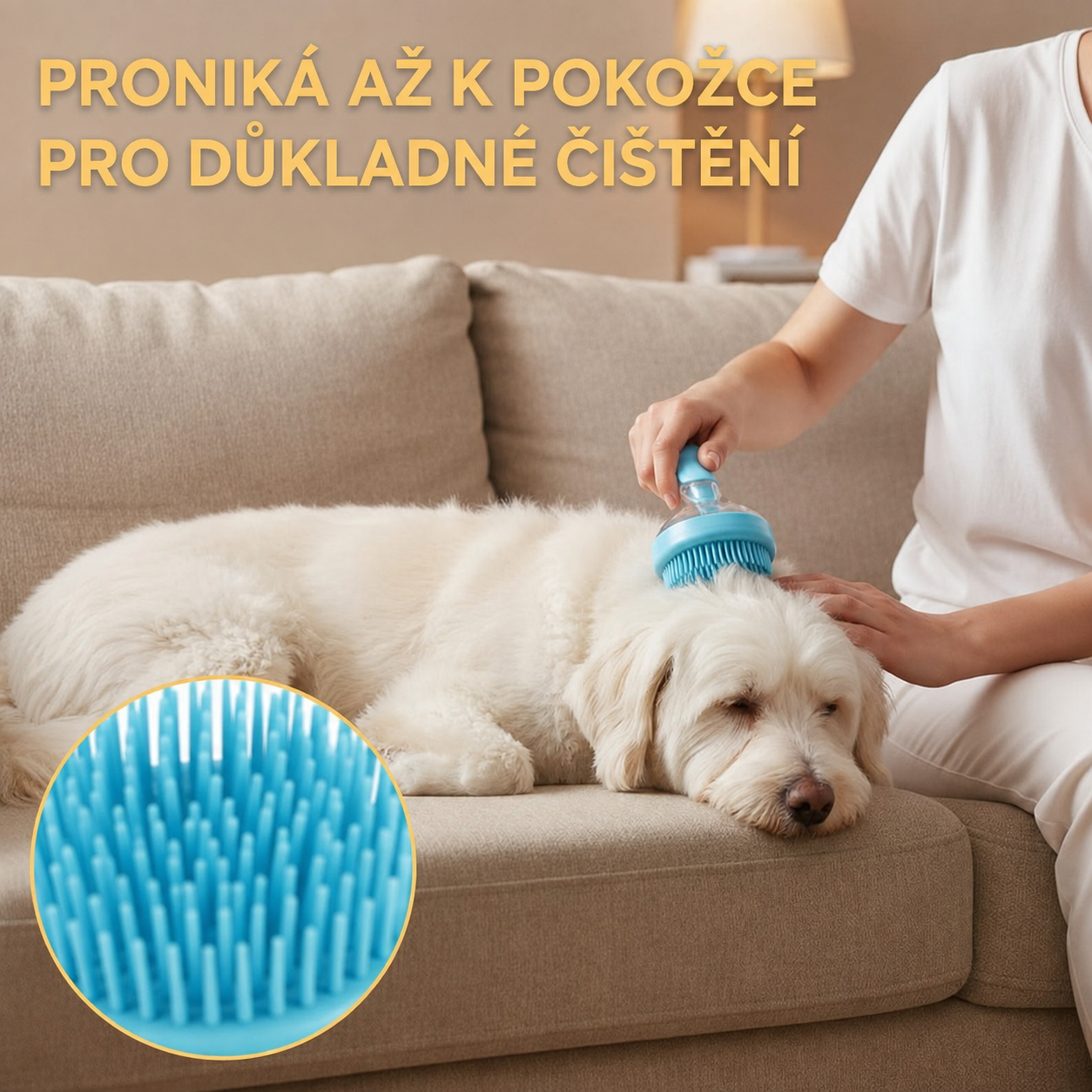 Masážní kartáč na koupání mazlíčků